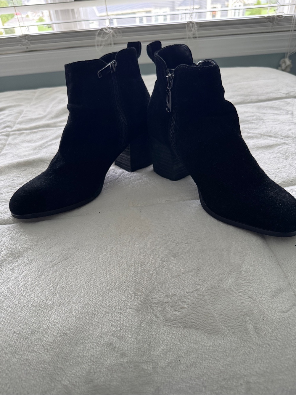 Blondo Black Suede Ankle Booties with Side Zip